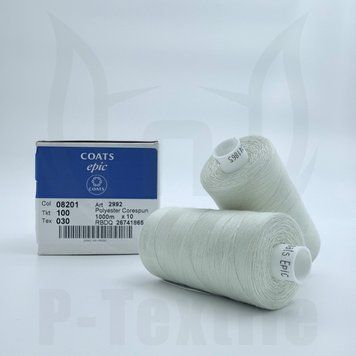 Нитки Coats Epic 100T30 10шт по 1000М Молочний 08201 2992100-08201 фото