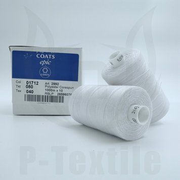 Нитки Coats Epic 80T40 10шт по 1000М Білий 01712 2992080-01712 фото