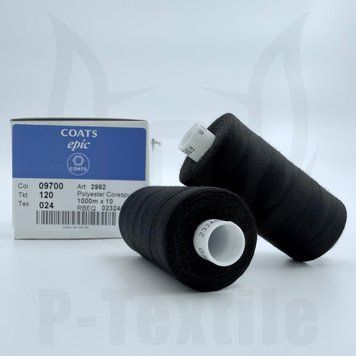Нитки Coats Epic 120T24 10шт по 1000М Чорний 09700 2992120-09700 фото