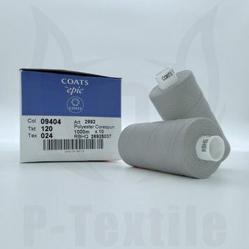Нитки Coats Epic 120T24 10шт по 1000М Сірий 09404 2992120-09404 фото