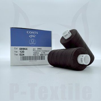 Нитки Coats Epic 120T24 10шт по 1000М Коричневий 08964 2992120-08964 фото