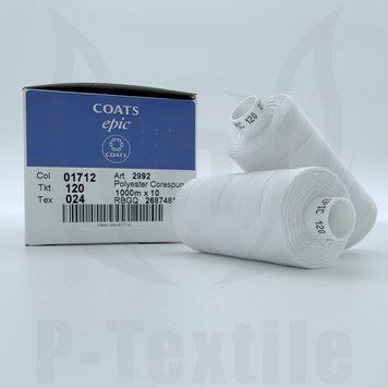 Нитки Coats Epic 120T24 10шт по 1000М Білий 01712 2992120-01712 фото
