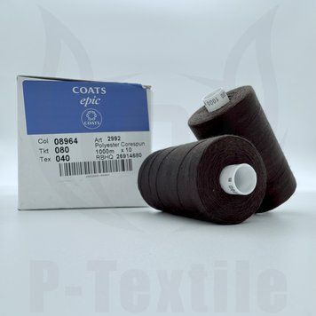 Нитки Coats Epic 80T40 10шт по 1000М Коричневий 08964 2992080-08964 фото